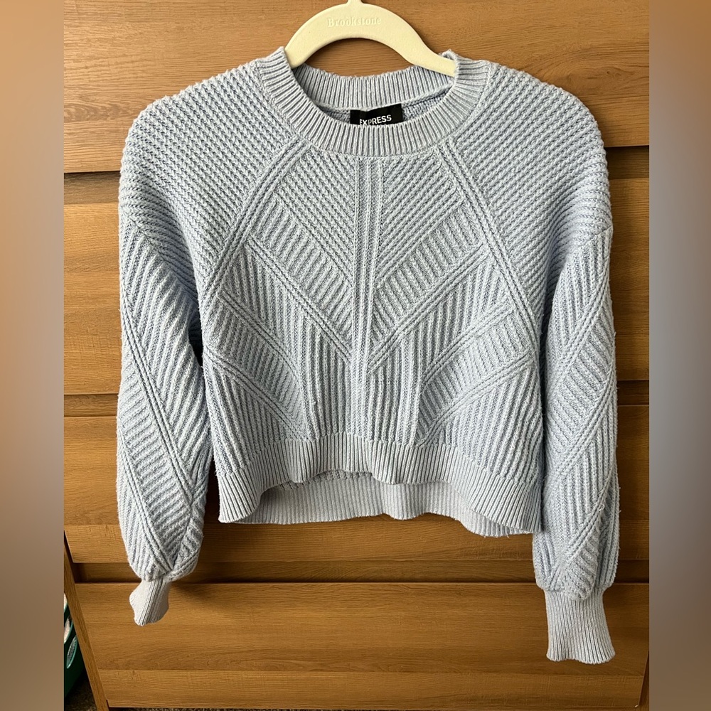 Express balloon sleeves cropped sweater XS sky blue
